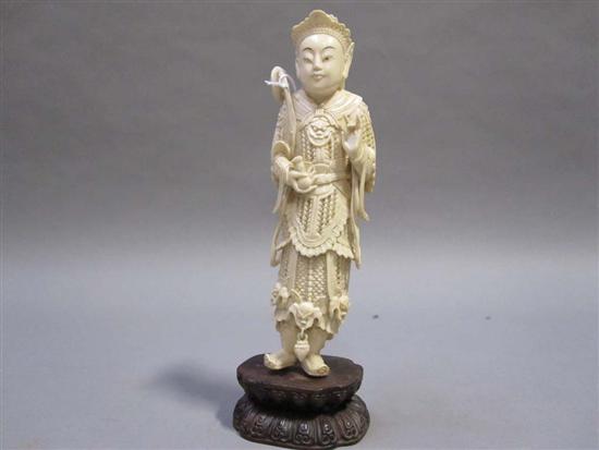 Appraisal: CHINESE CARVED IVORY FIGURE OF A STANDING GUARD th C