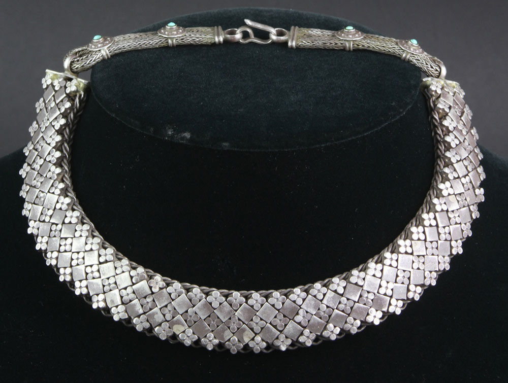 Appraisal: - Silver Collar Necklace Very heavy ornate silver collar necklace