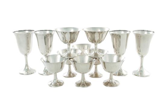 Appraisal: Manchester sterling goblets and sherbets set of goblets H and