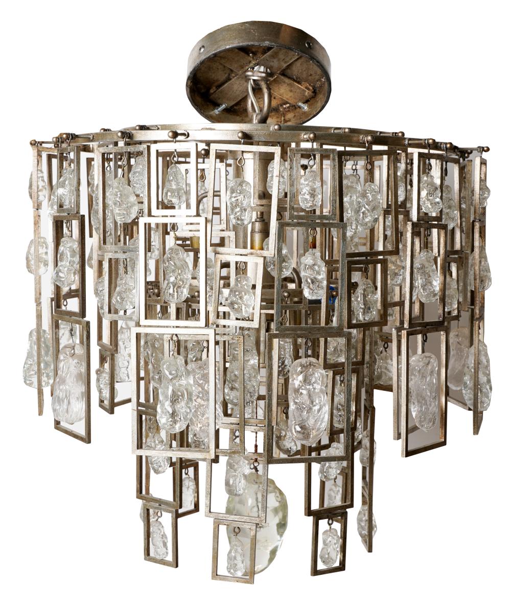 Appraisal: DENNIS LEEN DUPONT CHANDELIERmetal and rock crystal inches diameter inches