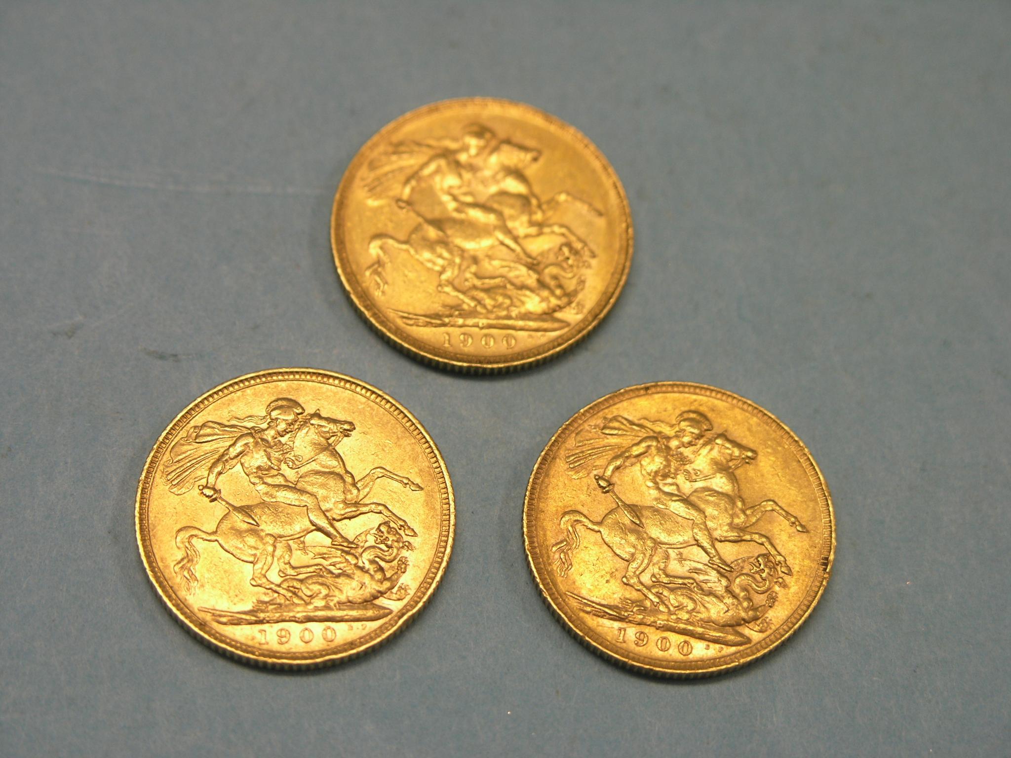 Appraisal: Three Victorian gold Sovereigns all Sydney and Perth mints