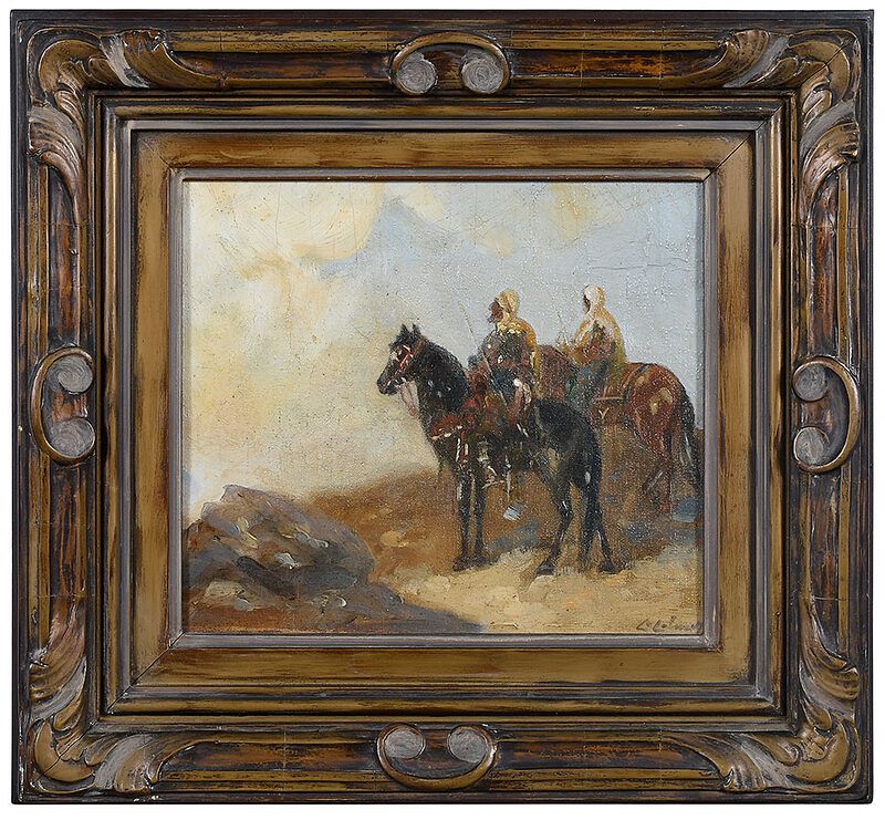 Appraisal: Continental School Painting th th century Arabs on Horseback signed