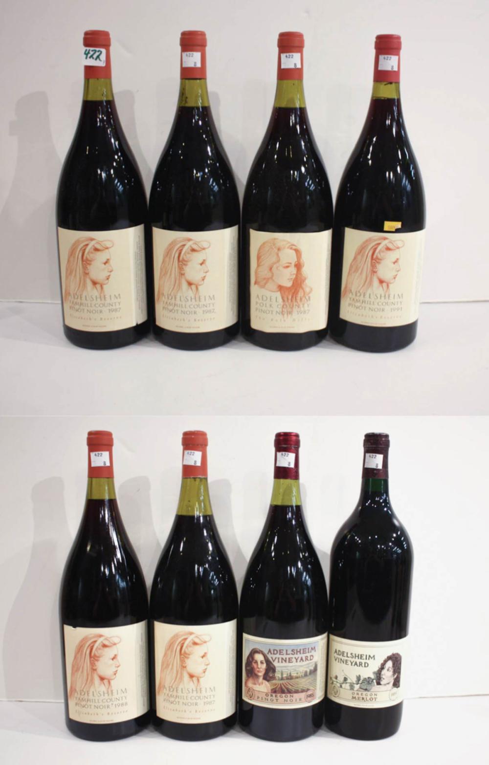 Appraisal: EIGHT MAGNUM BOTTLES OF VINTAGE OREGON RED WINE all Adelsheim