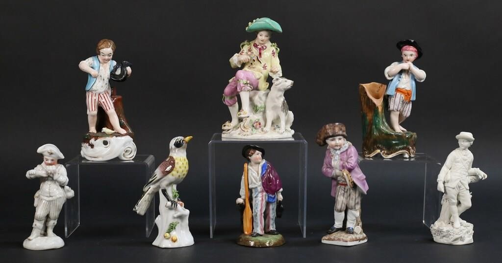 Appraisal: PORCELAIN FIGURES INCLUDING DERBY SITZENDORFSamson boy with dog with Meissen