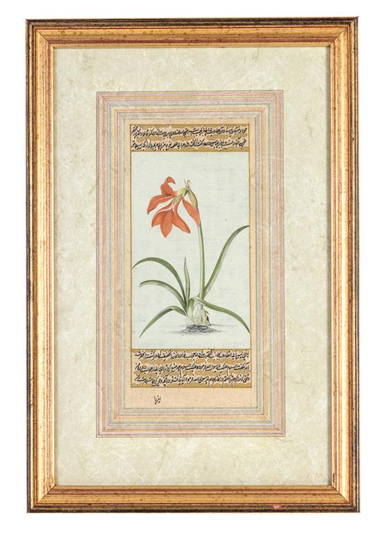 Appraisal: Sale Lot A Pair of Persian Illuminated Manuscript Leaves depicting