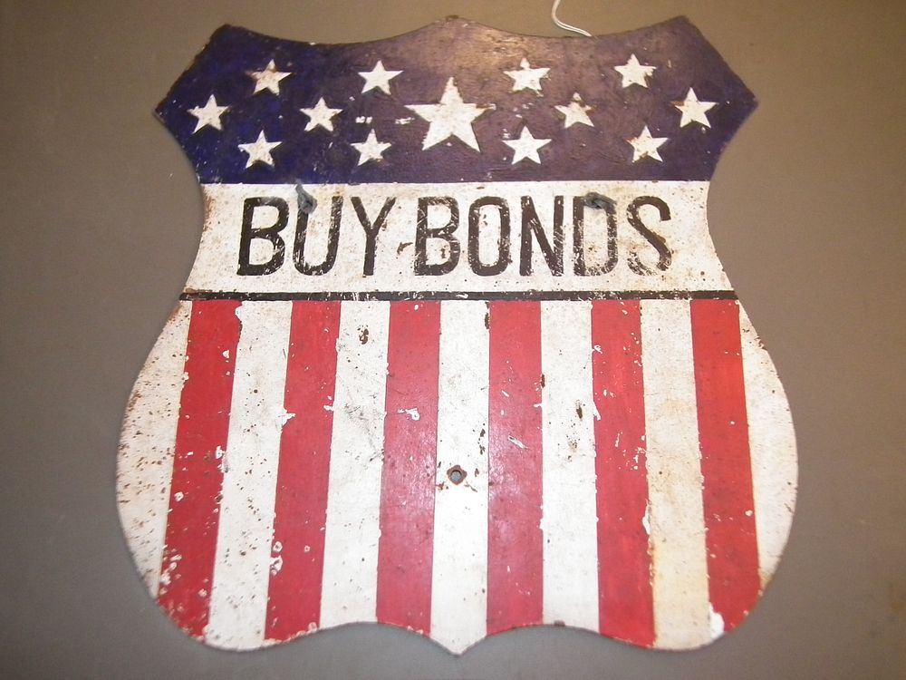 Appraisal: WWII BONDS METAL SIGN World War II era painted metal