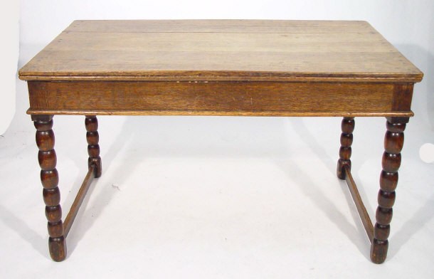 Appraisal: Rectangular oak table on bobbin turned supports cm high cm