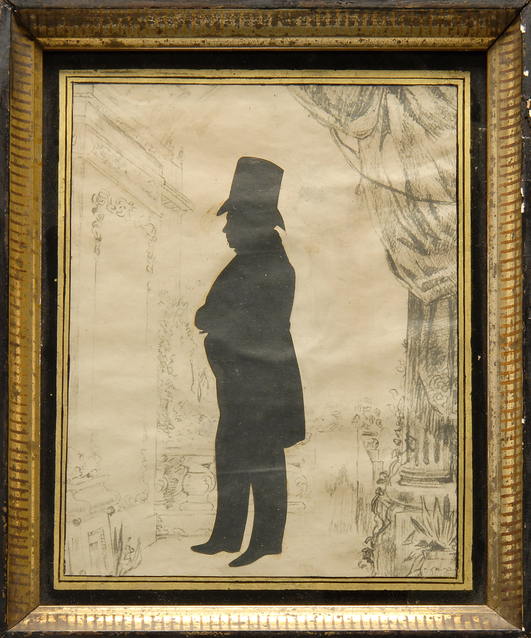 Appraisal: FRAMED SILHOUETTE IN THE MANNER OF EDOUARD Full-length depiction of