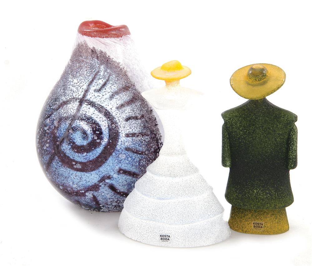 Appraisal: Art glass sculptures Michelle Kaptur and Kjell Engman Kaptur Oregon