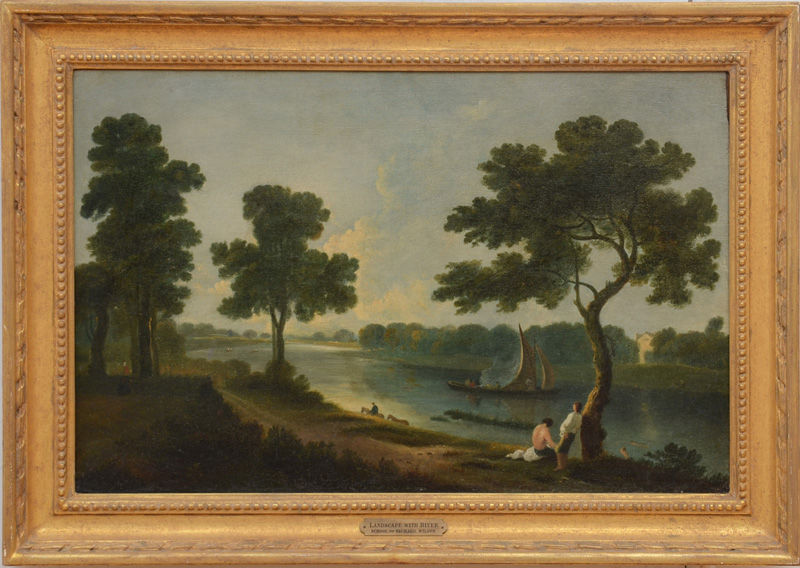 Appraisal: SCHOOL OF RICHARD WILSON - RIVER LANDSCAPE Oil on canvas