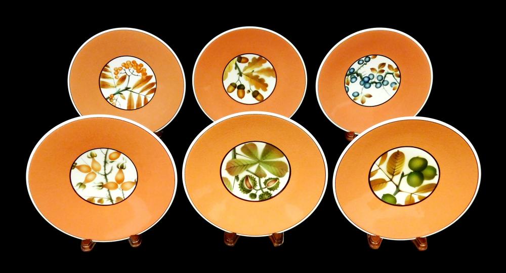 Appraisal: Set of six Royal Copenhagen Alumina faience plates mid- th