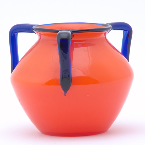 Appraisal: MICHAEL POWOLNY LOETZ Tango glass vase in orange and cobalt