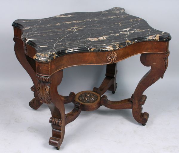 Appraisal: Classical Boston Empire center table with black tan and ivory