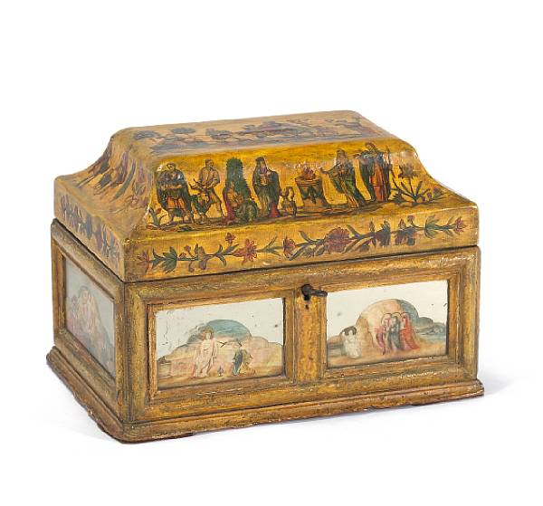 Appraisal: An Italian lacca povera and mirrored box th century The