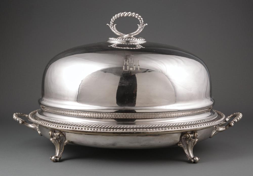 Appraisal: Antique English Silverplate Meat Dish and Domed Cover th c