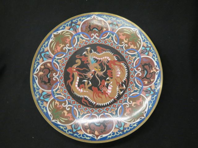 Appraisal: Japanese Cloisonne Dragon Charger late th century diameter