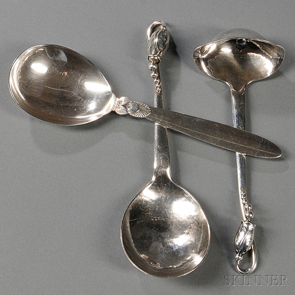 Appraisal: Three Georg Jensen Sterling Silver Serving Pieces Denmark post- two