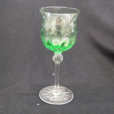 Appraisal: Emerald Crystal Cut Glass Wines tulip bowls column ball stems