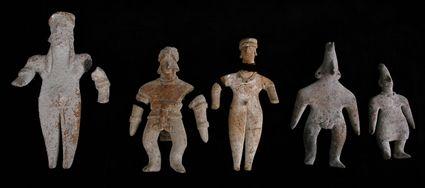 Appraisal: FIVE PRE-COLUMBIAN TERRACOTTA FIGURES to in Provenance Property from the