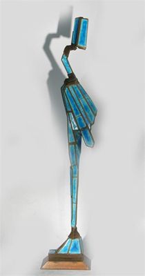 Appraisal: Standing Figure' a glazed tile and steel sculpture by Ivor