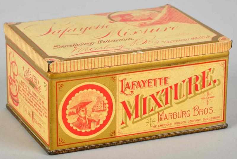 Appraisal: Lafayette Mixture Smoking Tobacco Tin Square corner tin Good-looking graphics