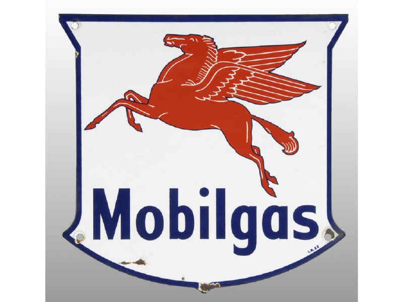 Appraisal: Mobilgas Porcelain Shield Sign Description A few small edge and