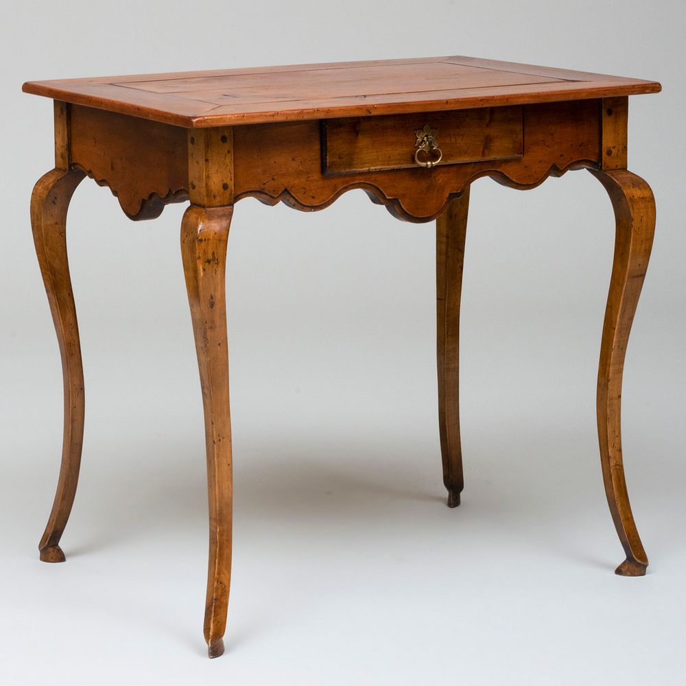 Appraisal: French Provincial Walnut Side Table Fitted with a frieze drawer