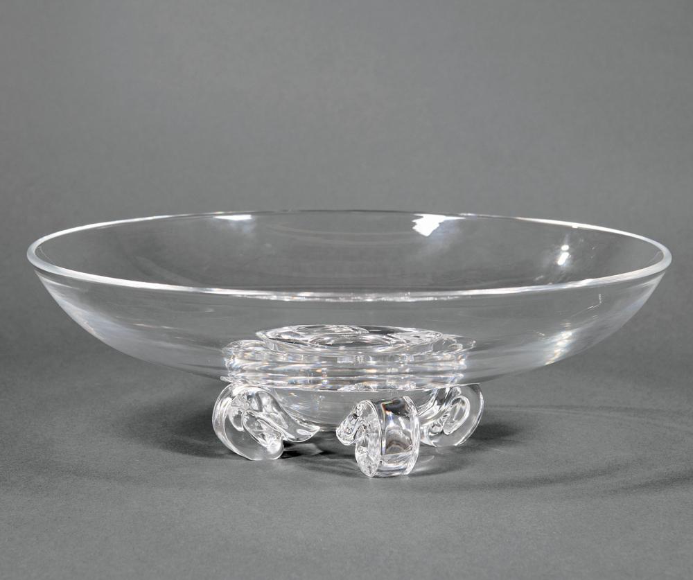 Appraisal: Large Steuben Glass Low Footed Bowl etched mark model designed