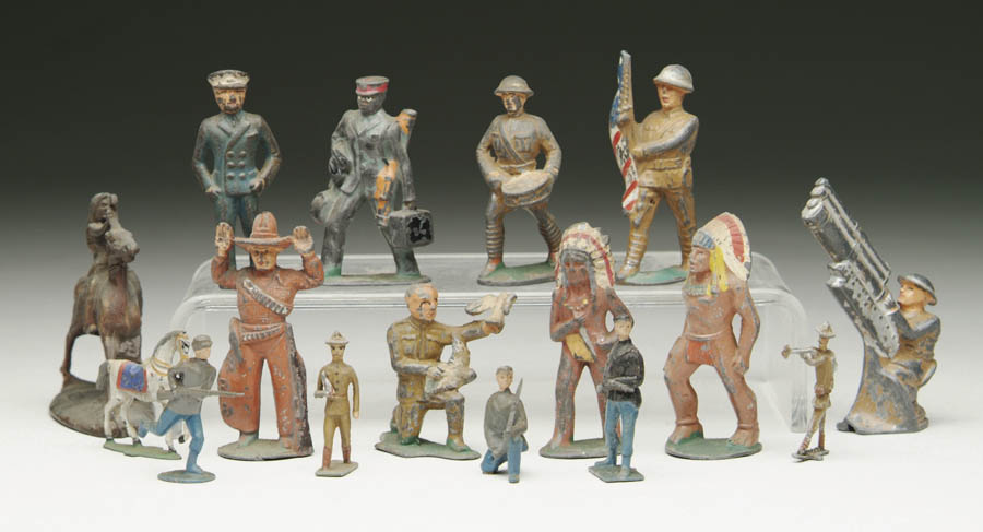 Appraisal: LOT OF LEAD AND CAST IRON FIGURES Large lot of