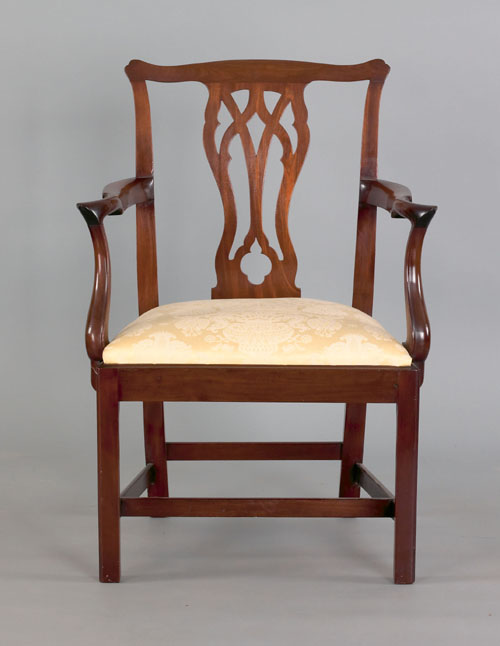 Appraisal: George III mahogany armchair ca with a pierced splat and