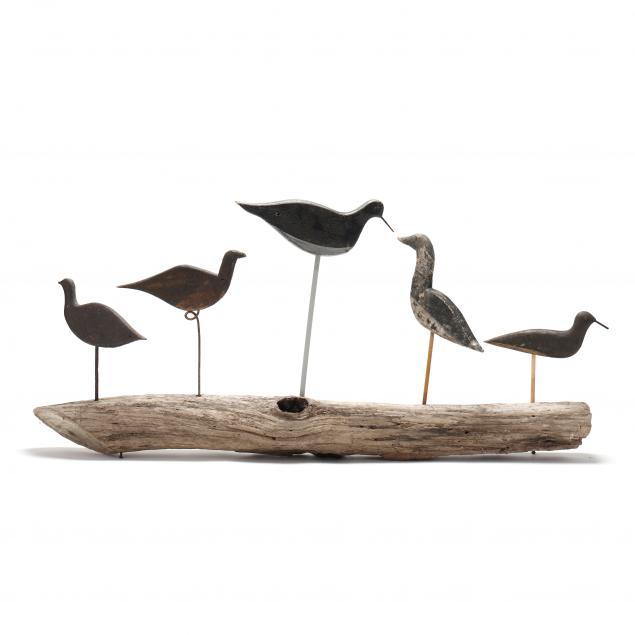 Appraisal: PUBLISHED COMPILATION OF FIVE EARLY NORTH CAROLINA SHOREBIRDS ON DRIFTWOOD