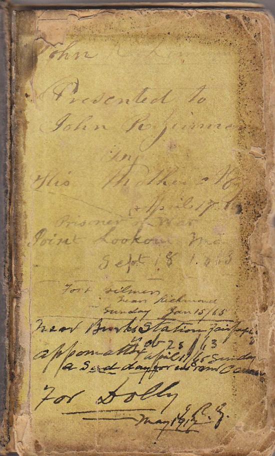 Appraisal: CIVIL WAR--CONFEDERATE Book of Common Prayer carried by John R