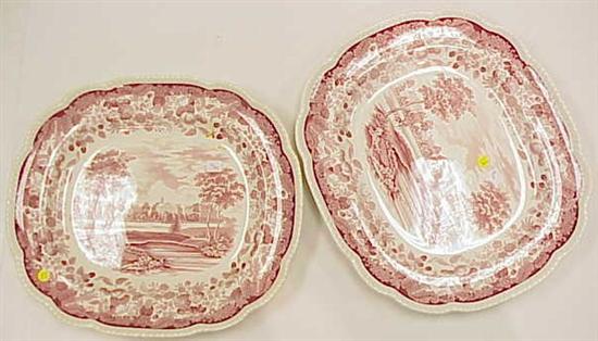 Appraisal: Pair of Wedgwood Harvard University red transferware platters each