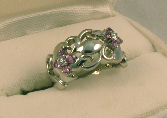 Appraisal: PINK TOURMALINE DIAMOND AND FOURTEEN KARAT WHITE GOLD RING set