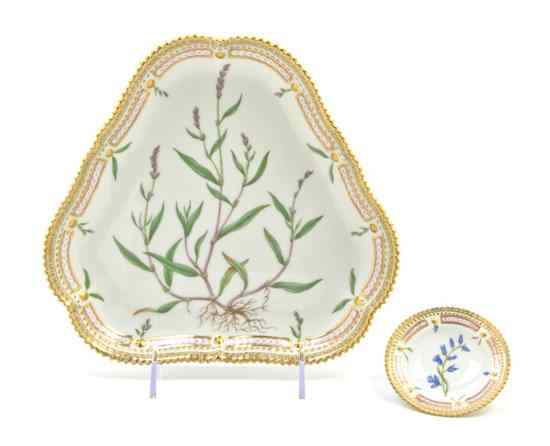 Appraisal: A Flora Danica Porcelain Tray of triangular form numbered together