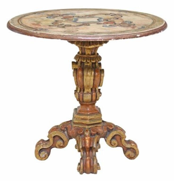 Appraisal: Italian paint decorated center table th c having round top