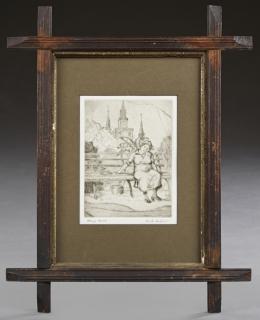 Appraisal: After Knute Heldner - Banjo Annie th c etching pencil