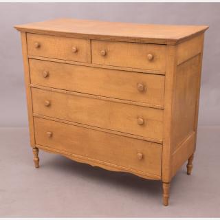 Appraisal: An American Tiger Maple Tall Chest of Drawers with Mirror