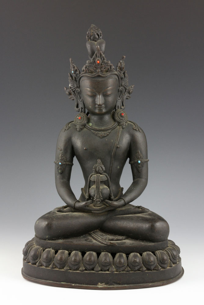 Appraisal: - th C Bronze Buddha Seated figure of the Buddha