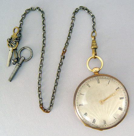 Appraisal: BREGUET OPEN FACED POCKETWATCH Key wound with two keys and