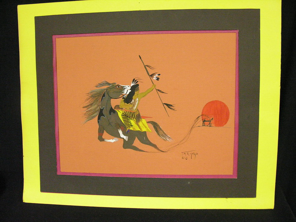 Appraisal: TIM HARJO NATIVE AMERICAN PAINTING Artist Tim R Harjo Date