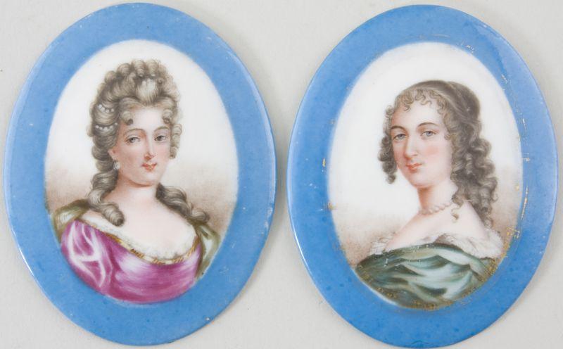 Appraisal: Two French Porcelain Portrait Plaques th century handpainted identified en