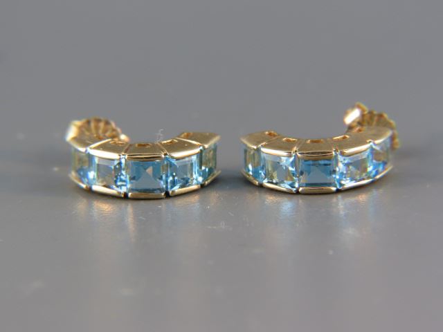 Appraisal: Blue Topaz Earrings each with vivid square gems carats total