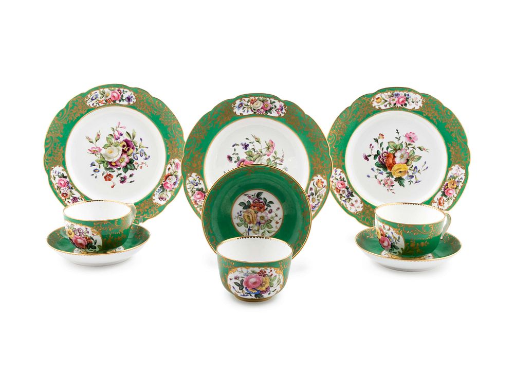 Appraisal: A Derby Painted and Parcel Gilt Porcelain Tea Service A