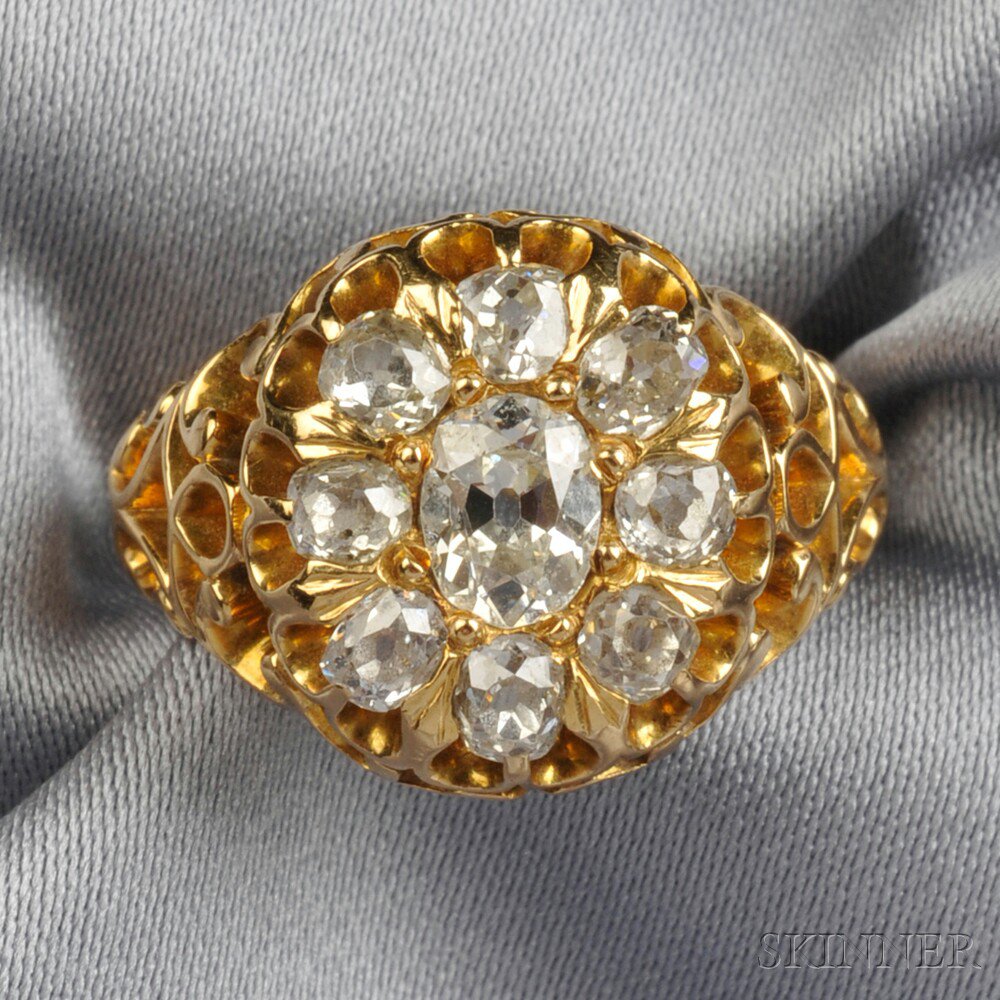 Appraisal: kt Gold and Diamond Ring set with a cluster of