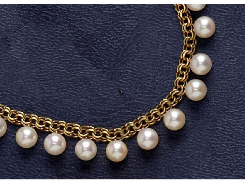 Appraisal: PEARL NECKLACE k yellow gold pearl necklace set with fifty-five