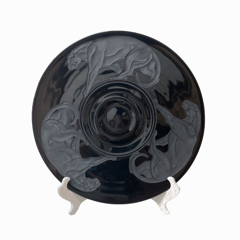 Appraisal: Cartier Decorative Black Panther Plate Cartier Decorative Black Panther Plate