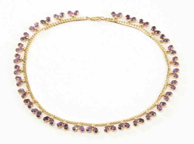 Appraisal: AMETHYST AND FOURTEEN KARAT GOLD NECKLACE - inches and set