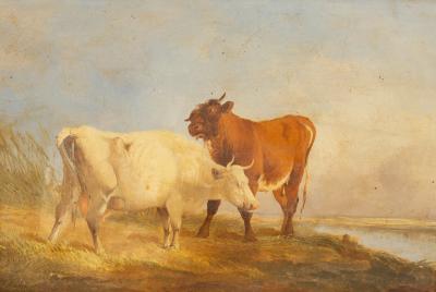 Appraisal: After Thomas Sidney Cooper - Bull Licking a Cow oil