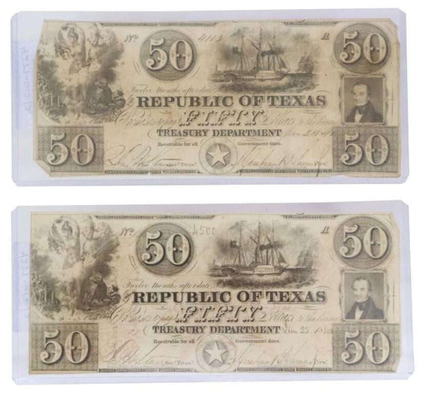 Appraisal: Republic of Texas Currency serial numbered dated January and dated